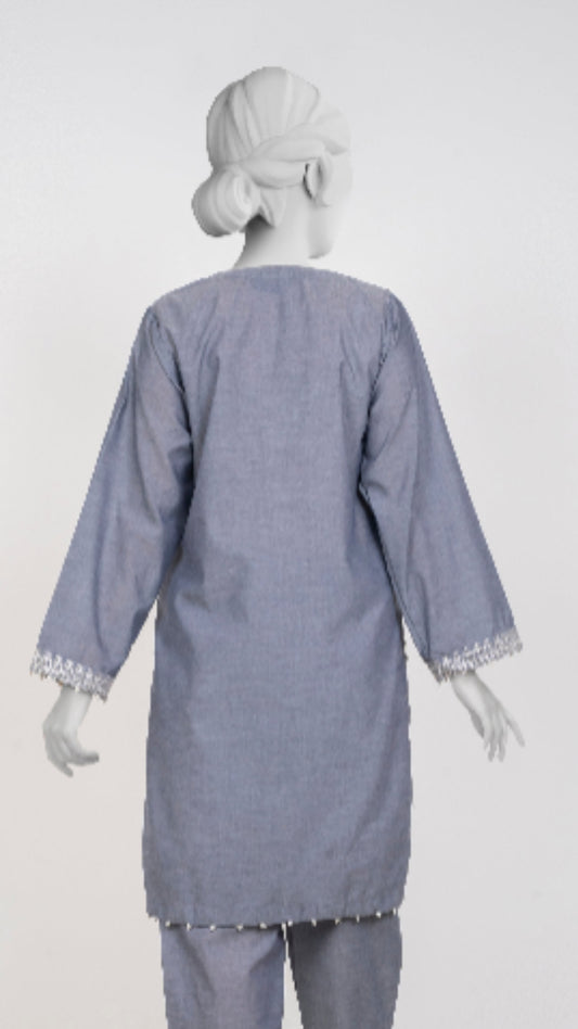 Solid Embroidered | 1-Piece RTW | Grey