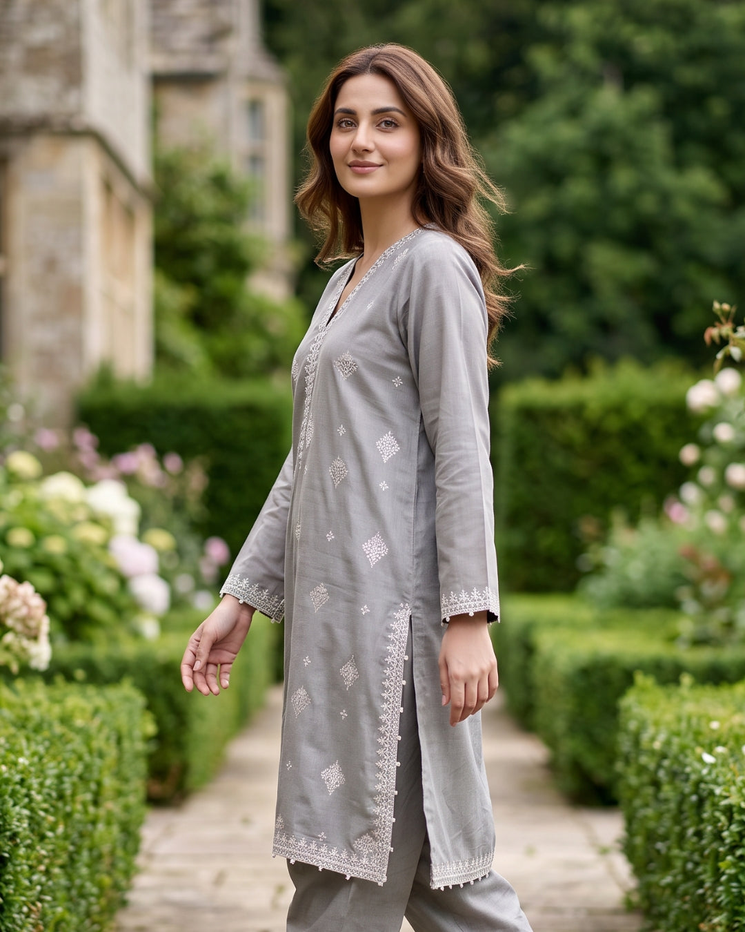 Solid Embroidered | 1-Piece RTW | Grey
