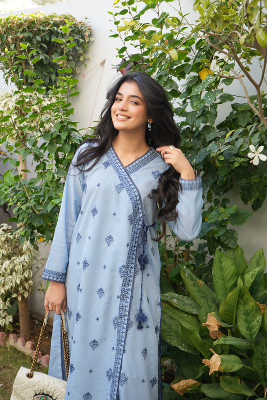 Solid Embroidered Co-ord - Samaa