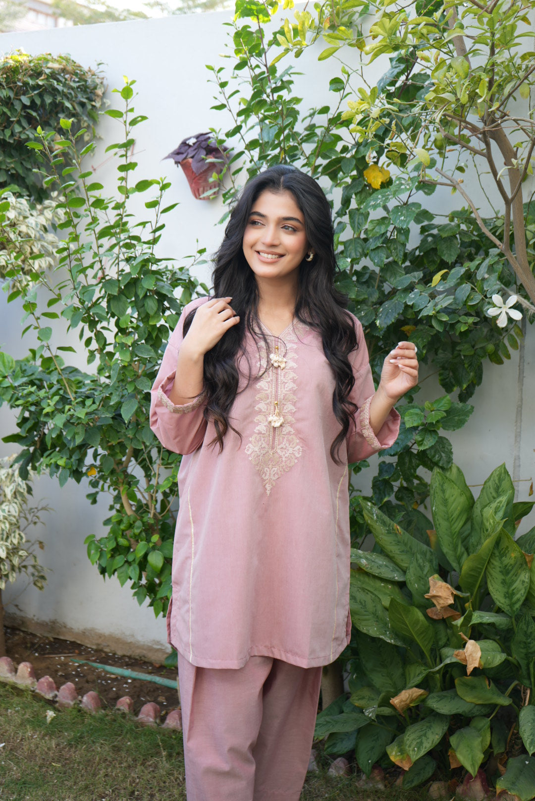Solid Embroidered Co-ord  - Seher