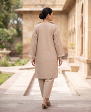 Solid Embroidered | 2-Piece RTW | Mushroom Beige