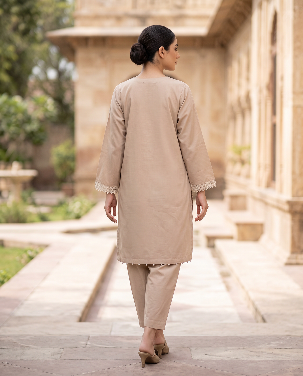 Solid Embroidered | 2-Piece RTW | Mushroom Beige