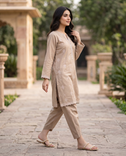 Solid Embroidered | 2-Piece RTW | Mushroom Beige