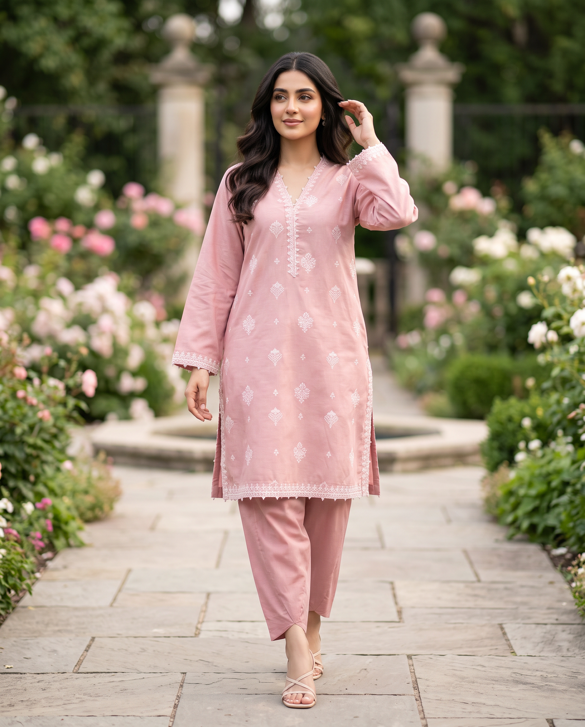 Solid Embroidered | 2-Piece RTW | Pink