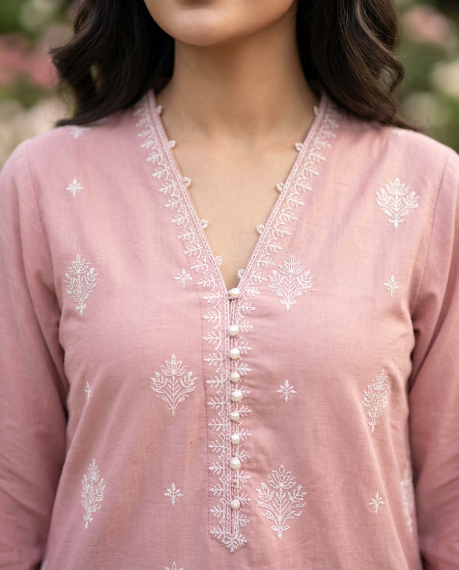 Solid Embroidered | 2-Piece RTW | Pink