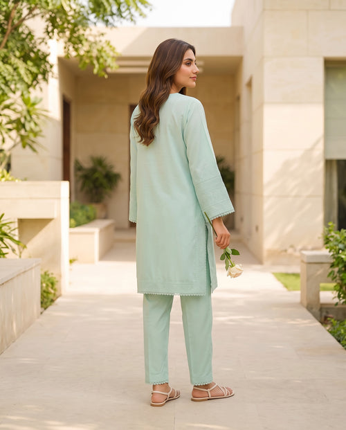 2 pcs solid embroidery- SABZ-SITARA