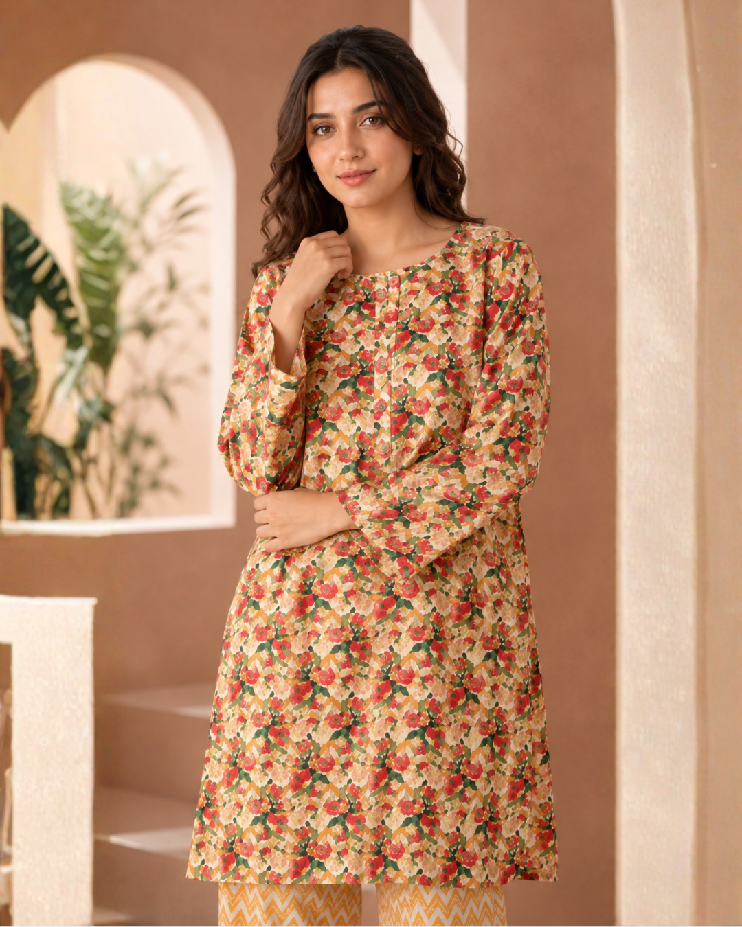 Floral Printed Lawn Suit | Premium 2-Piece Unstitched Summer Collection