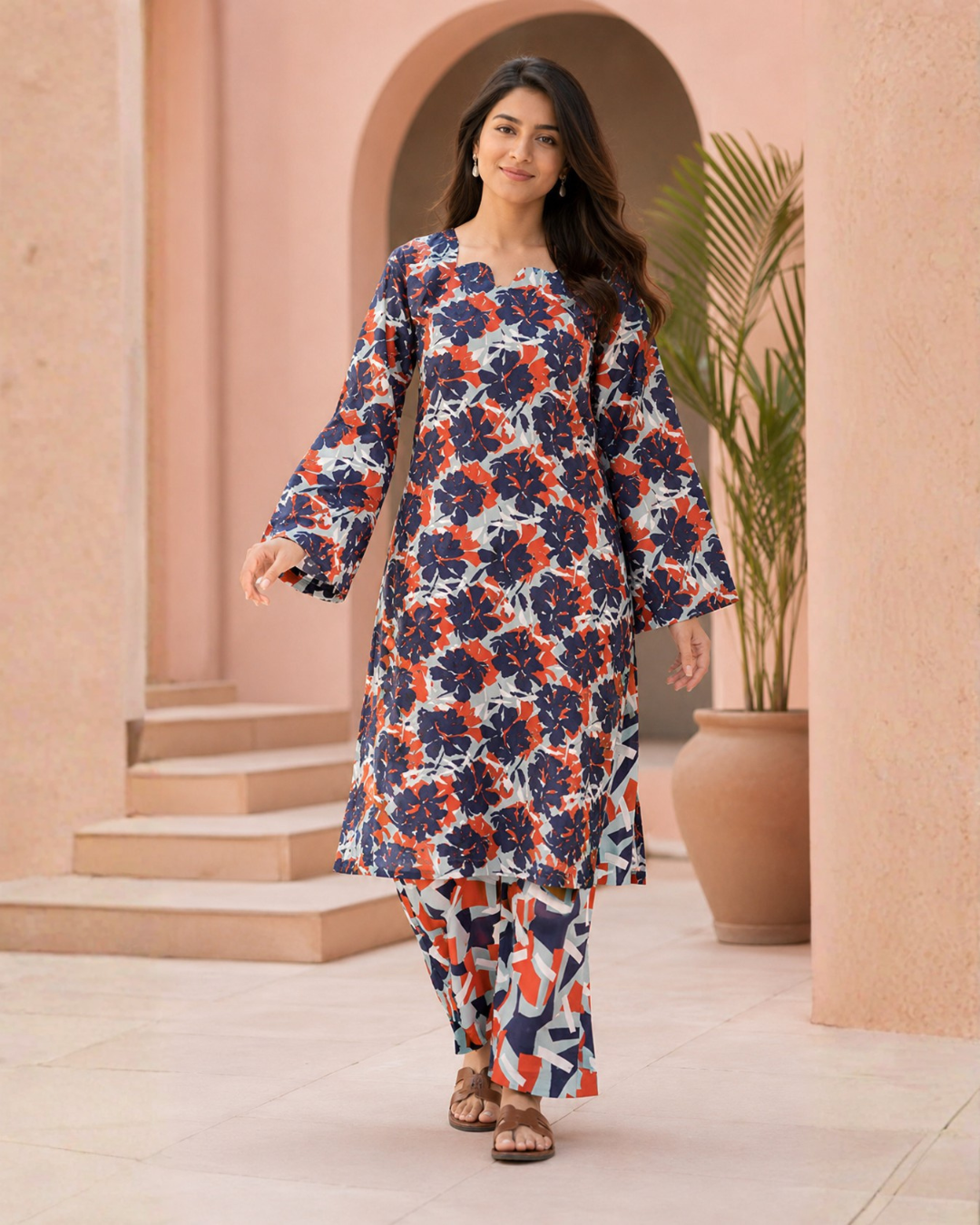 Abstract Floral Lawn Suit | Premium 2-Piece Unstitched Summer Collection