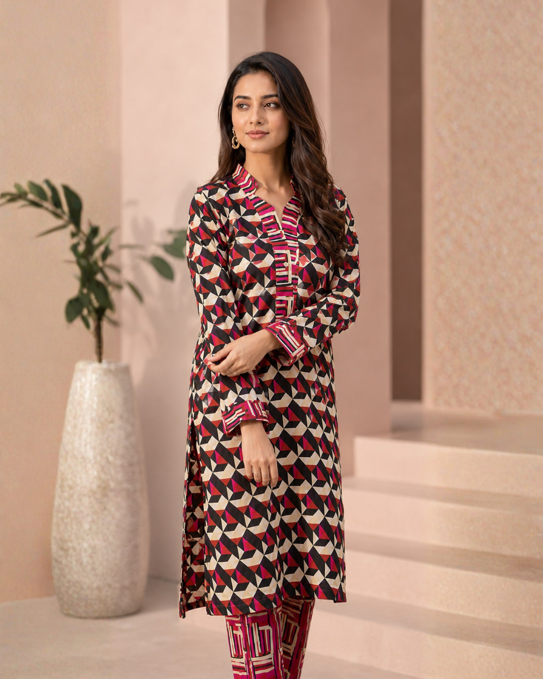 Geometric Printed Lawn Suit | Premium 2-Piece Unstitched Summer Collection