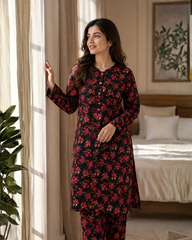 Midnight Floral Lawn Suit | Premium 2-Piece Unstitched Summer Collection