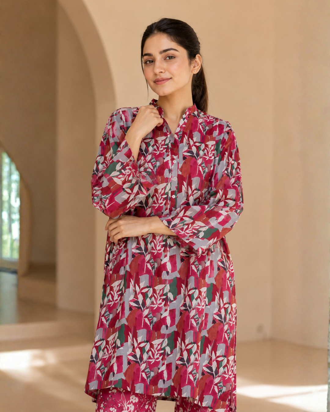 Tropical Leaf Print Lawn Suit | Premium 2-Piece Unstitched Summer Collection
