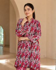 Tropical Leaf Print Lawn Suit | Premium 2-Piece Unstitched Summer Collection