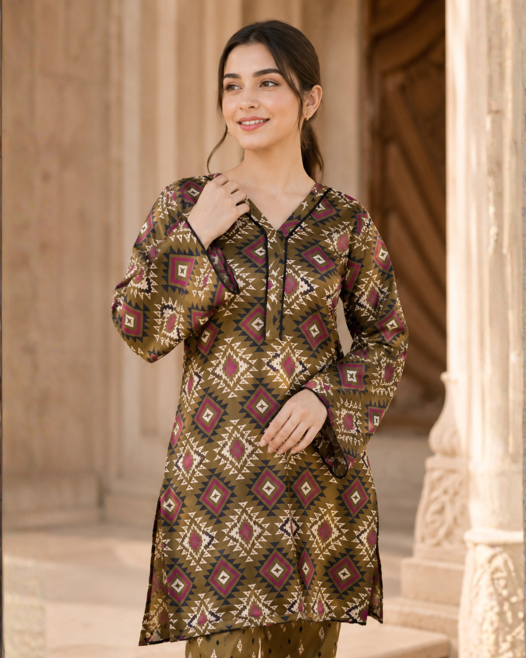 Geometric Printed Lawn Suit | Premium 2-Piece Unstitched Summer Collection