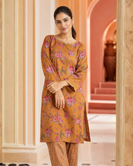 Mustard Floral Lawn Suit | Premium 2-Piece Unstitched Summer Collection