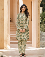 Beige Floral Lawn Suit | Premium 2-Piece Unstitched Summer Collection