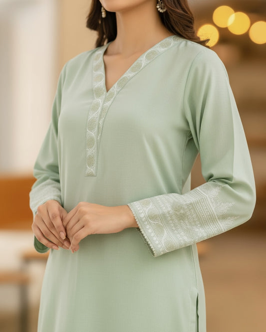 2-Piece Solid Embroidered - Hareem