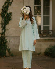 2-Piece Solid Embroidered - Hareem
