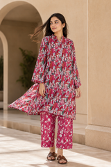 Tropical Leaf Print Lawn Suit | Premium 2-Piece Unstitched Summer Collection