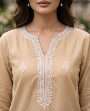 Solid Embroidered | 2-Piece RTW | Beige