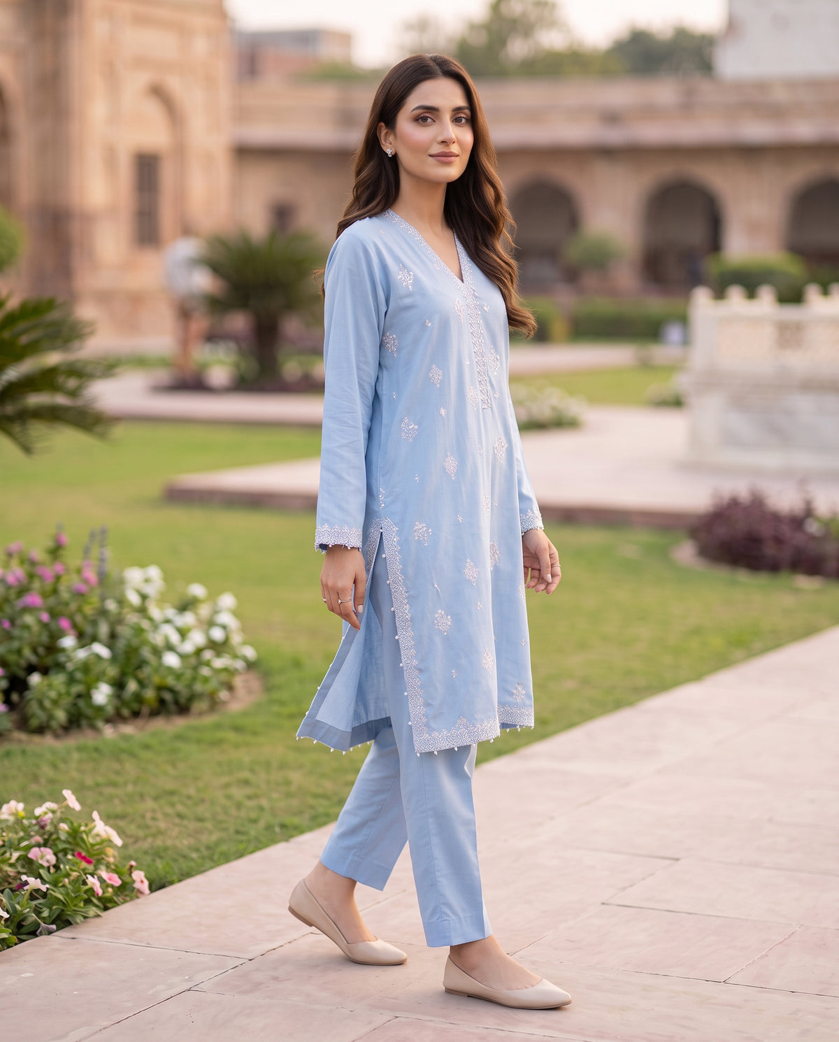 Solid Embroidered | 2-Piece RTW | Sky Blue