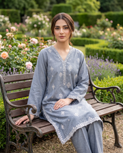 Solid Embroidered | 2-Piece RTW | Charcoal