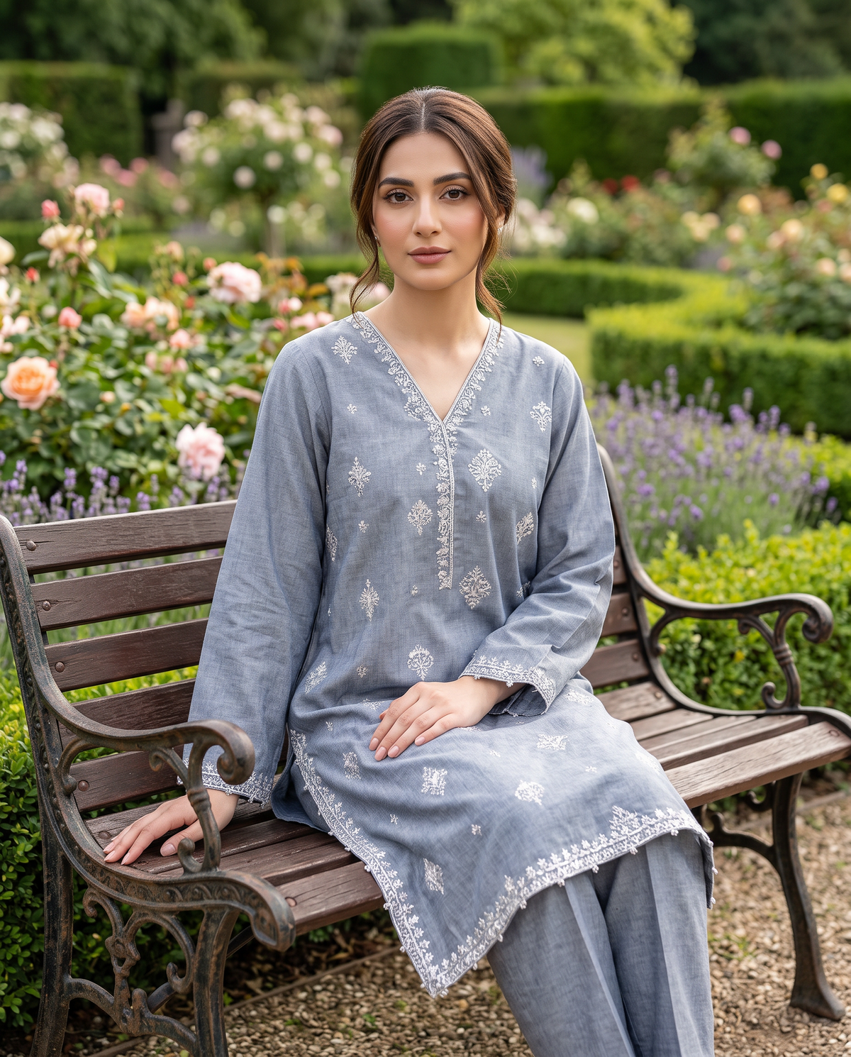 Solid Embroidered | 2-Piece RTW | Charcoal