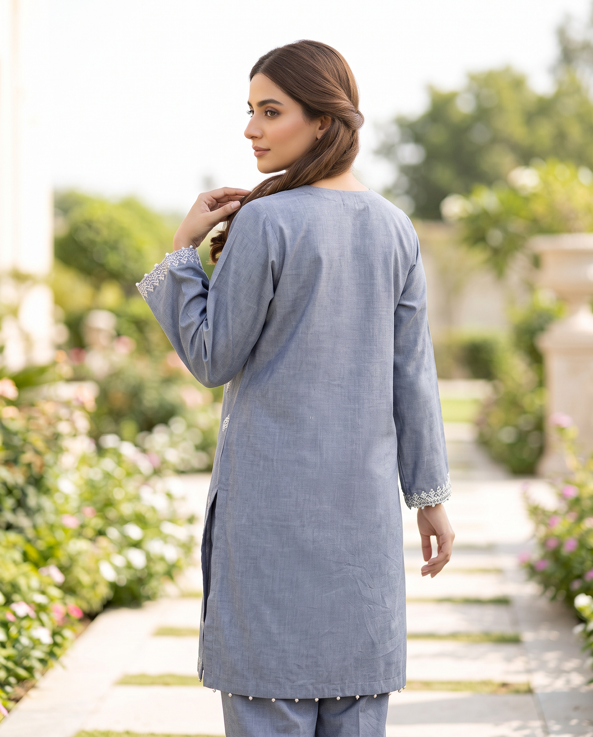 Solid Embroidered | 2-Piece RTW | Charcoal