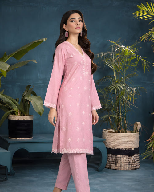 Solid Embroidered | 2-Piece RTW | Pink