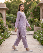 Solid Embroidered | 2-Piece RTW | Lilac