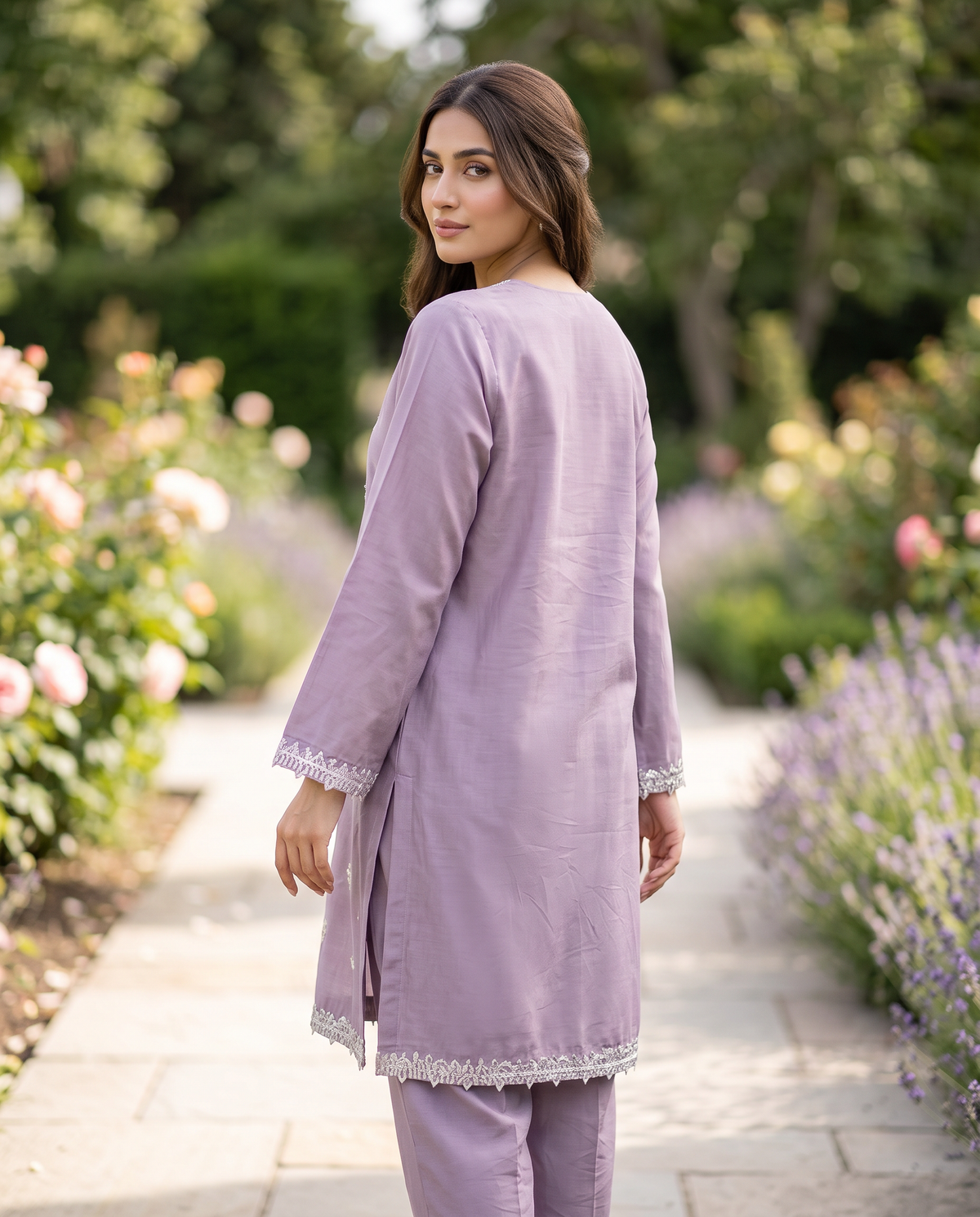 Solid Embroidered | 2-Piece RTW | Lilac