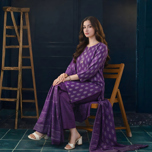 Zafaran Baft | Jacquard 3-Piece (Purple)