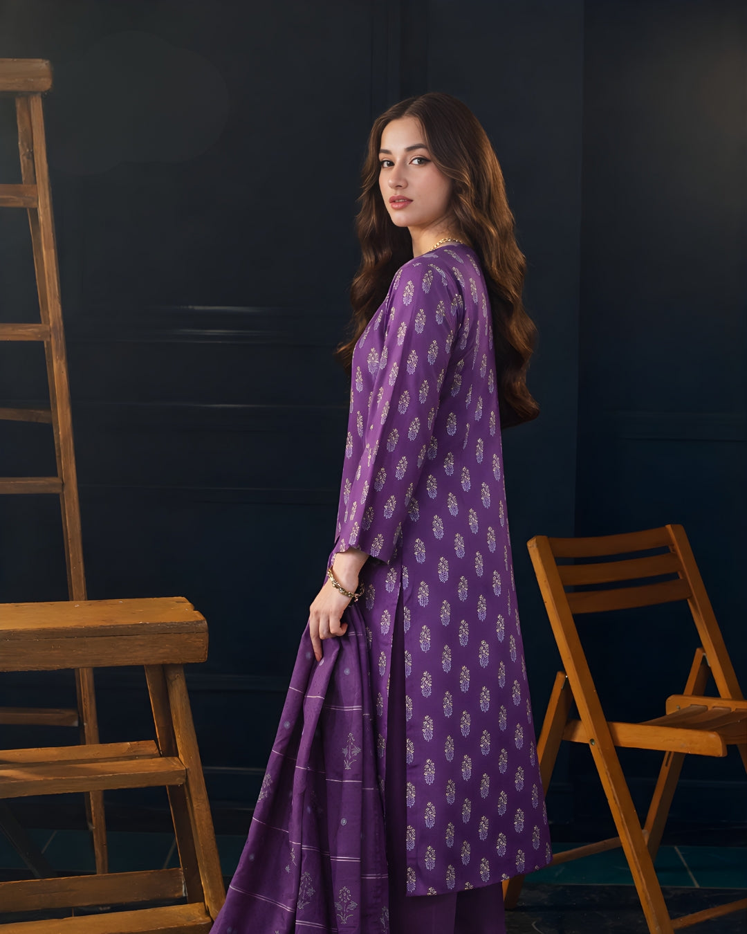 Zafaran Baft | Jacquard 3-Piece (Purple)